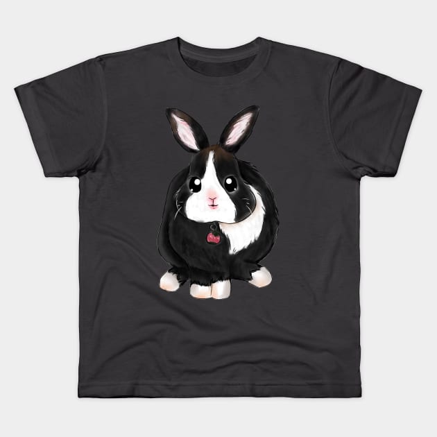 Black and White Dutch Rabbit Kids T-Shirt by GambarGrace